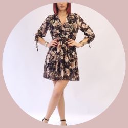 Φόρεμα σεμιζιέ animal print-Μαύρο