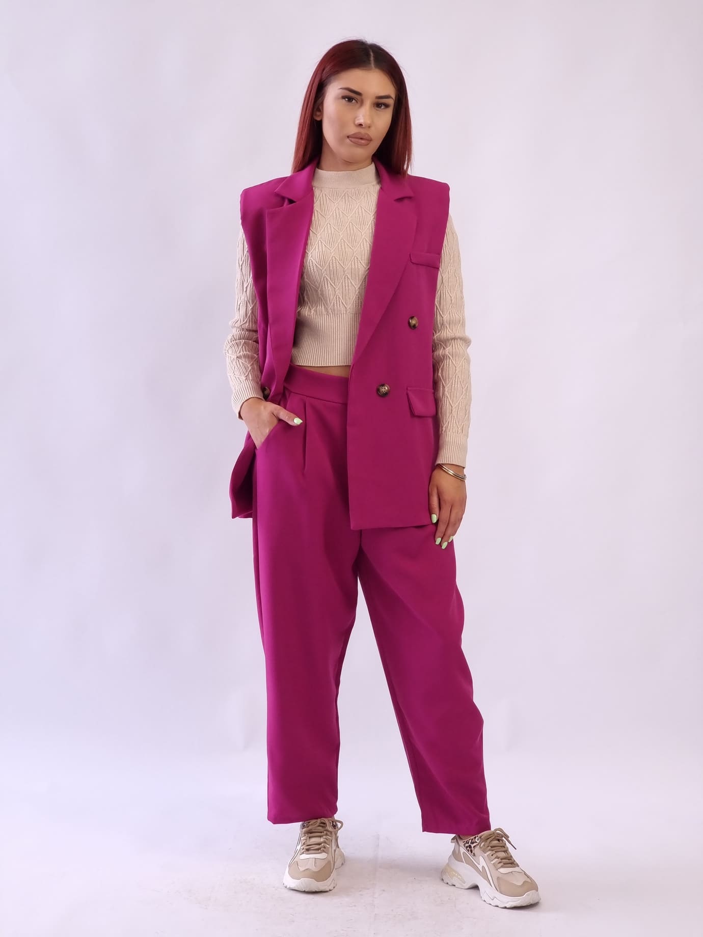 Σετ Γιλέκο Παντελόνι Ματζέντα Σετ Γιλέκο Παντελόνι Ματζέντα