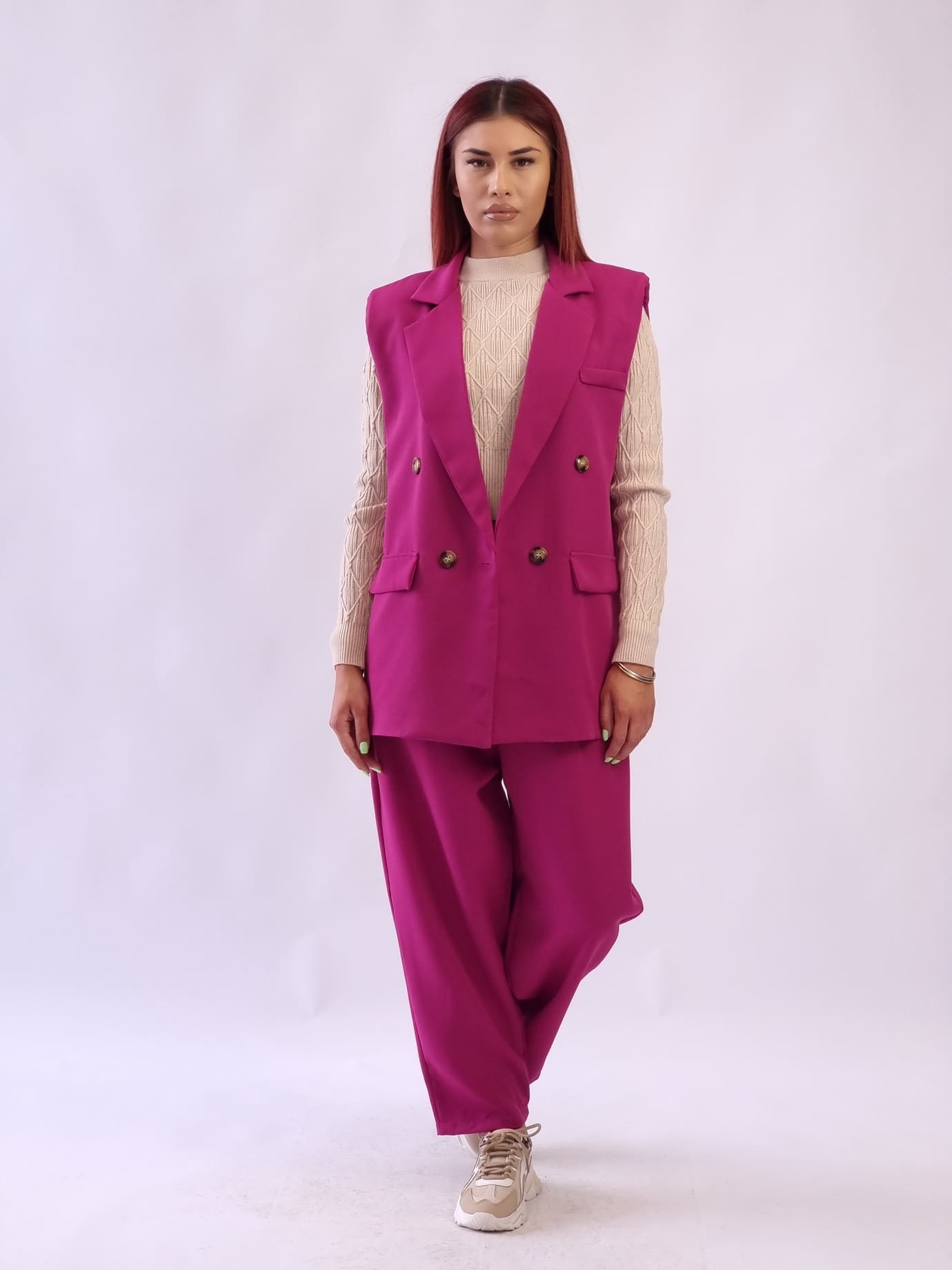 Σετ Γιλέκο Παντελόνι Ματζέντα Σετ Γιλέκο Παντελόνι Ματζέντα
