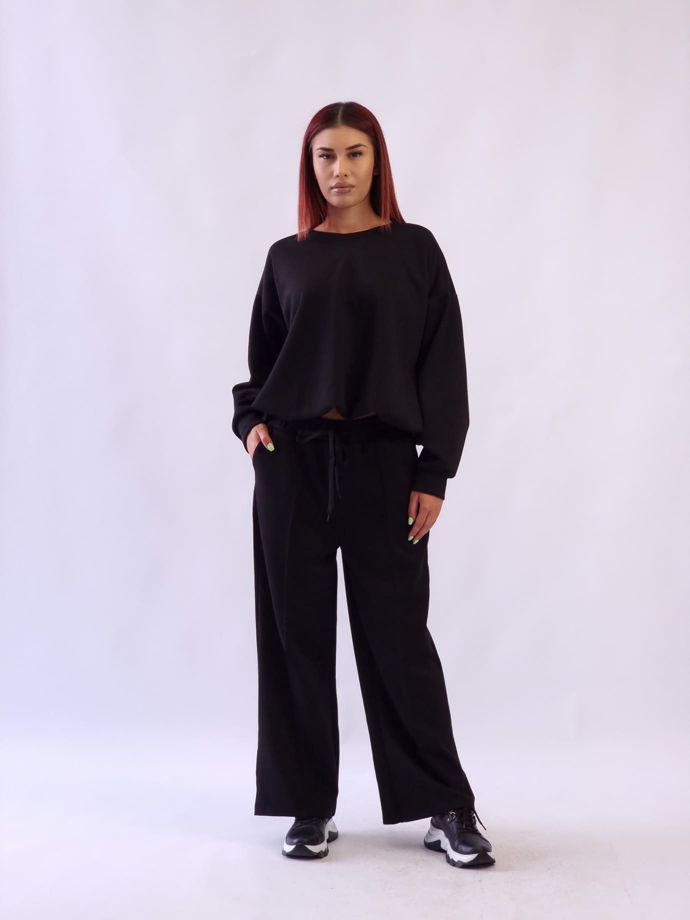 Σετ Μπλούζα Παντελόνι Balloon Μαύρο Σετ Μπλούζα Παντελόνι Balloon Μαύρο
