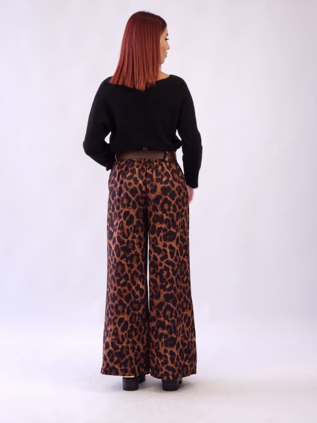Παντελόνα animal print με ζώνη Ταμπά