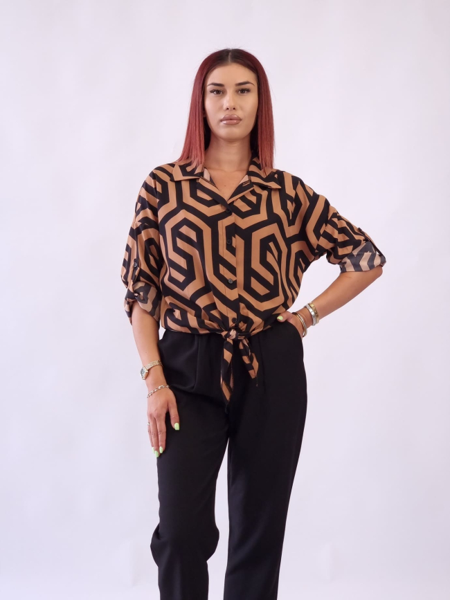 Πουκάμισο με μαύρα μοτίβα-Ταμπά