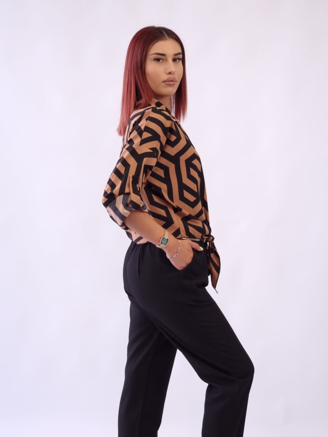 Πουκάμισο με μαύρα μοτίβα-Ταμπά