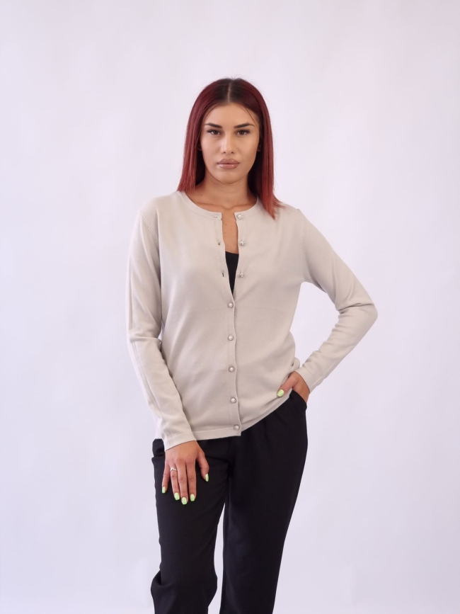 Ζακέτα με κουμπιά στρας-Μπέζ