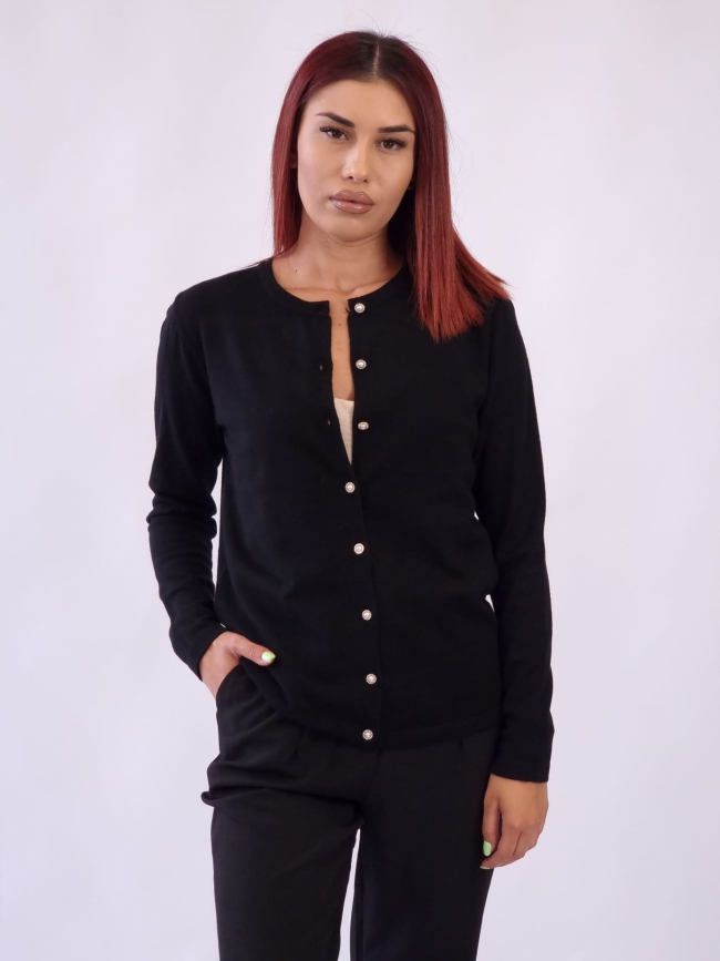 Ζακέτα με κουμπιά στρας-Μαύρο