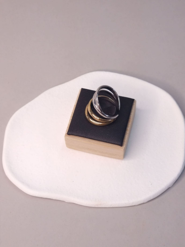 Δαχτυλίδι ατσάλι τετραπλό δίχρωμο