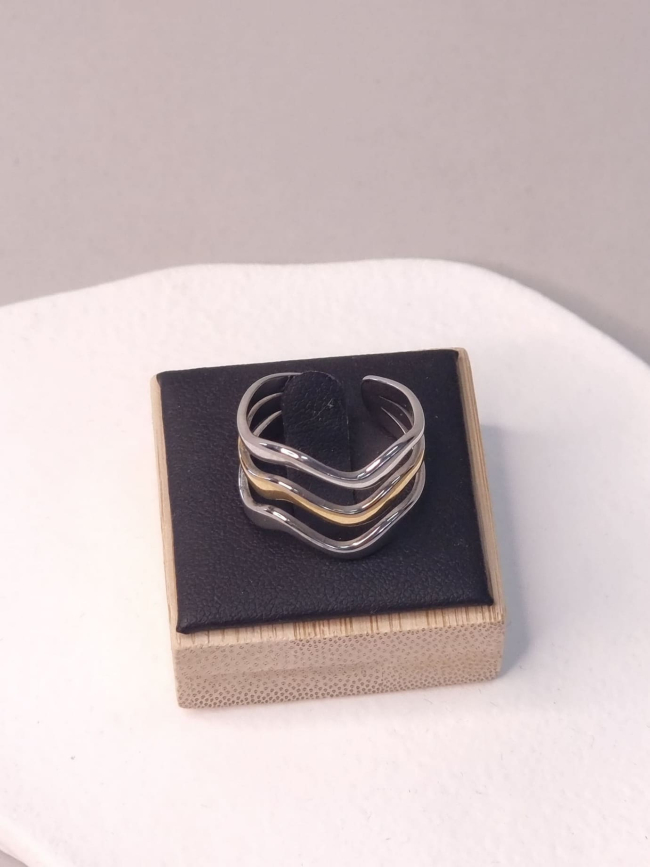 Δαχτυλίδι ατσάλι τριπλό δίχρωμο