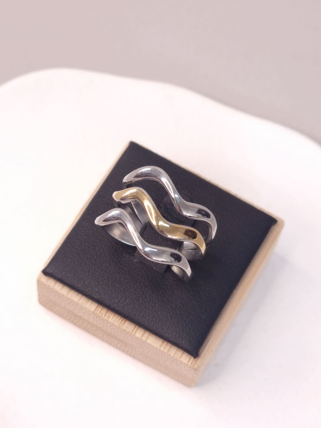 Δαχτυλίδι ατσάλι τριπλό δίχρωμο