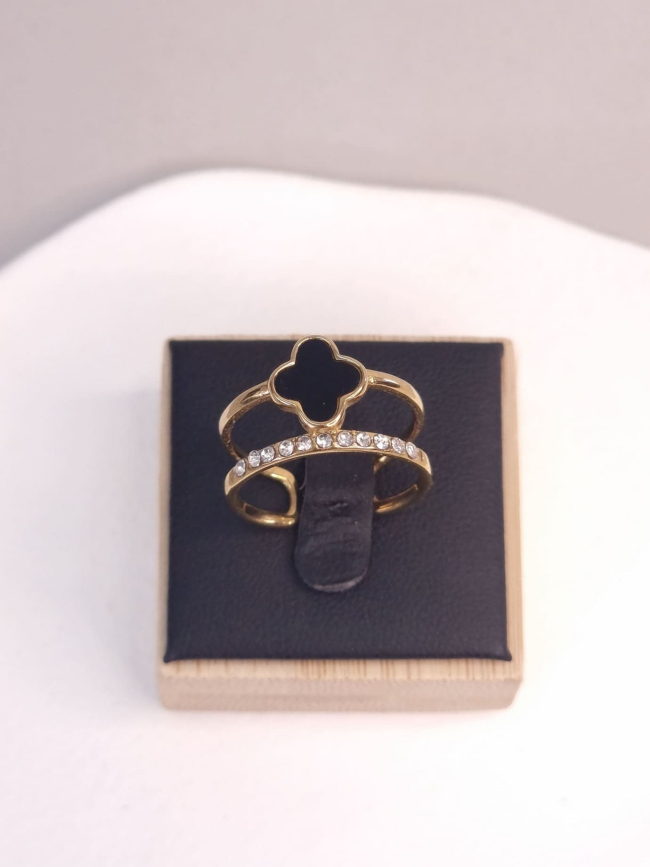 Δαχτυλίδι Ατσάλι Διπλό Σταυρό Χρυσό