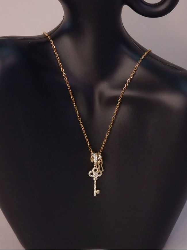 Κολιέ Ατσάλι Κλειδί Χρυσό