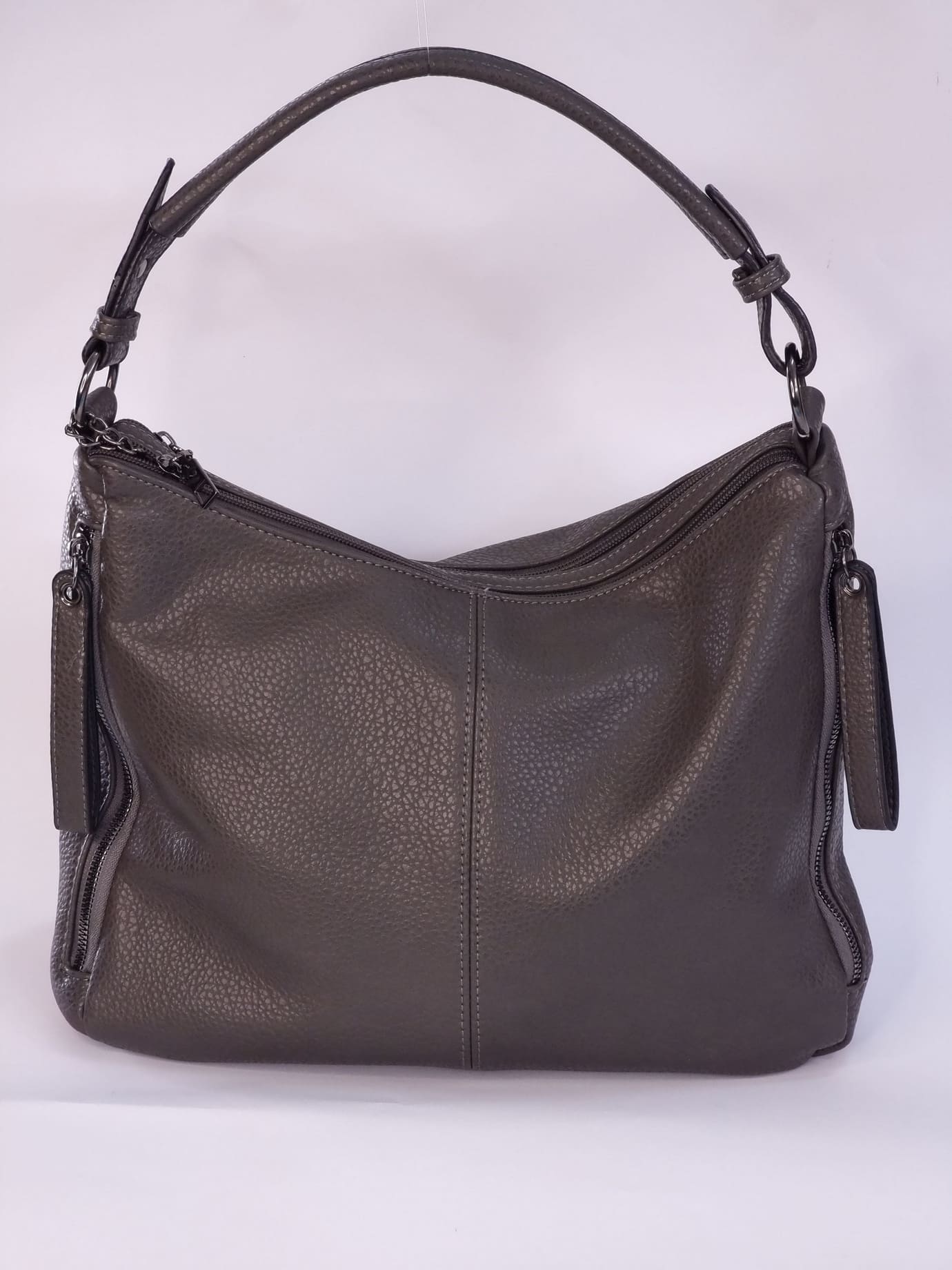 Γυναικεία τσάντα δερματίνη με πορτοφολάκι-Γκρί Γυναικεία τσάντα δερματίνη με πορτοφολάκι-Γκρί