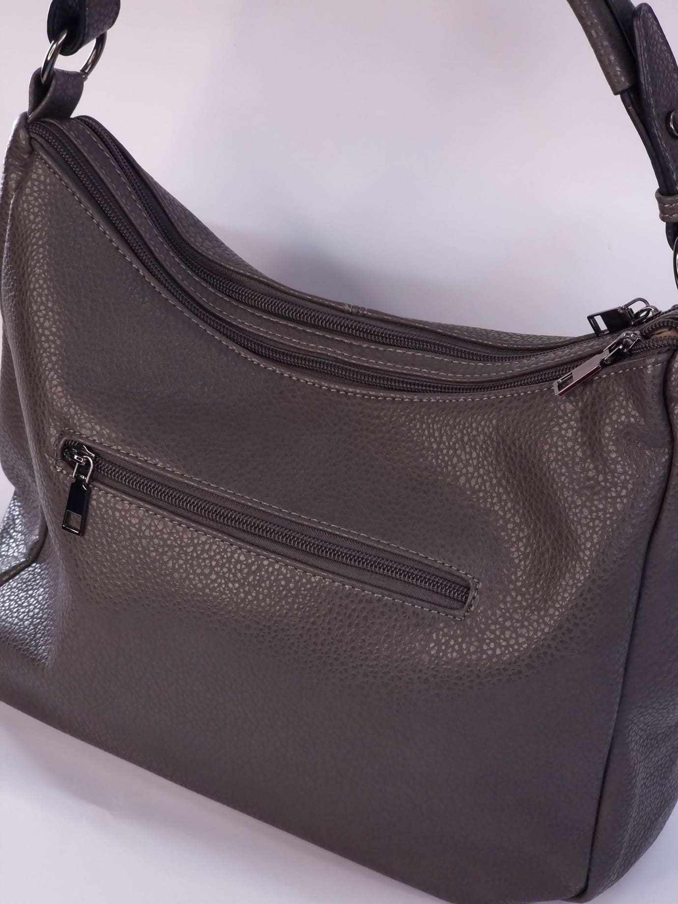 Γυναικεία τσάντα δερματίνη με πορτοφολάκι-Γκρί Γυναικεία τσάντα δερματίνη με πορτοφολάκι-Γκρί