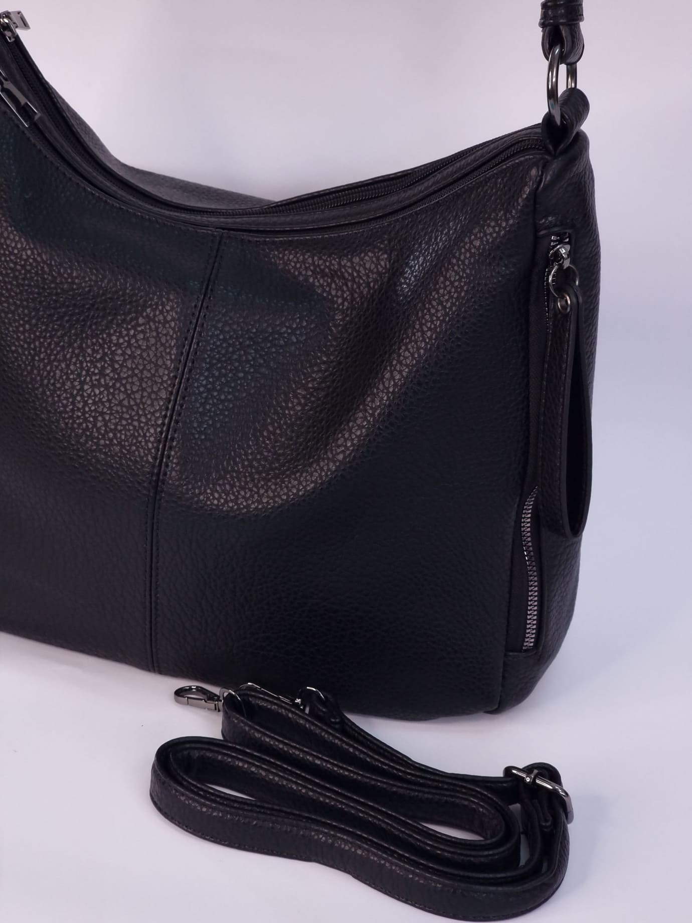 Γυναικεία Τσάντα δερματίνη με πορτοφολάκι-Μαύρο Γυναικεία Τσάντα δερματίνη με πορτοφολάκι-Μαύρο