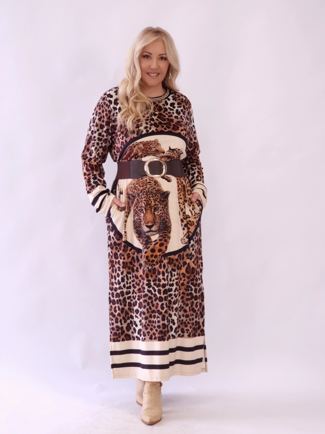 Φόρεμα Animal Print Βελουτέ Leopard