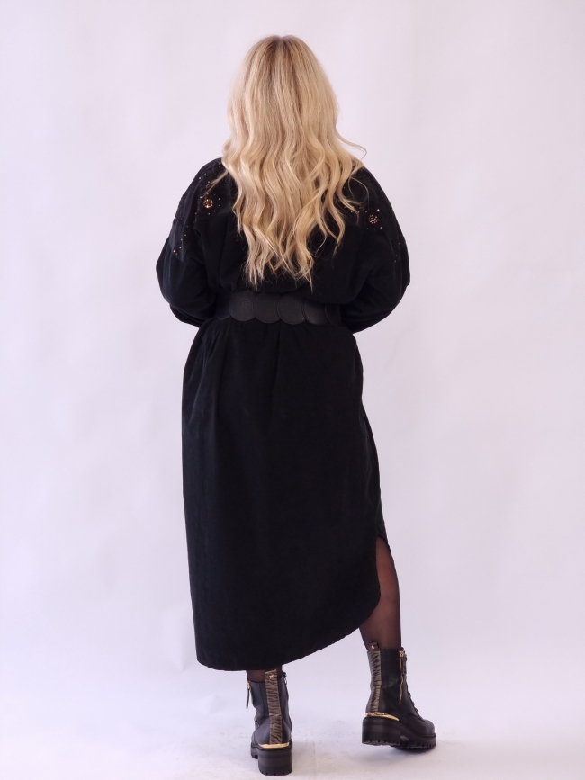 Φόρεμα Κρουαζέ Ζώνη Λουλούδι Μαύρο Φόρεμα Κρουαζέ Ζώνη Λουλούδι Μαύρο