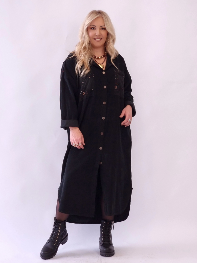 Φόρεμα Κρουαζέ Ζώνη Λουλούδι Μαύρο