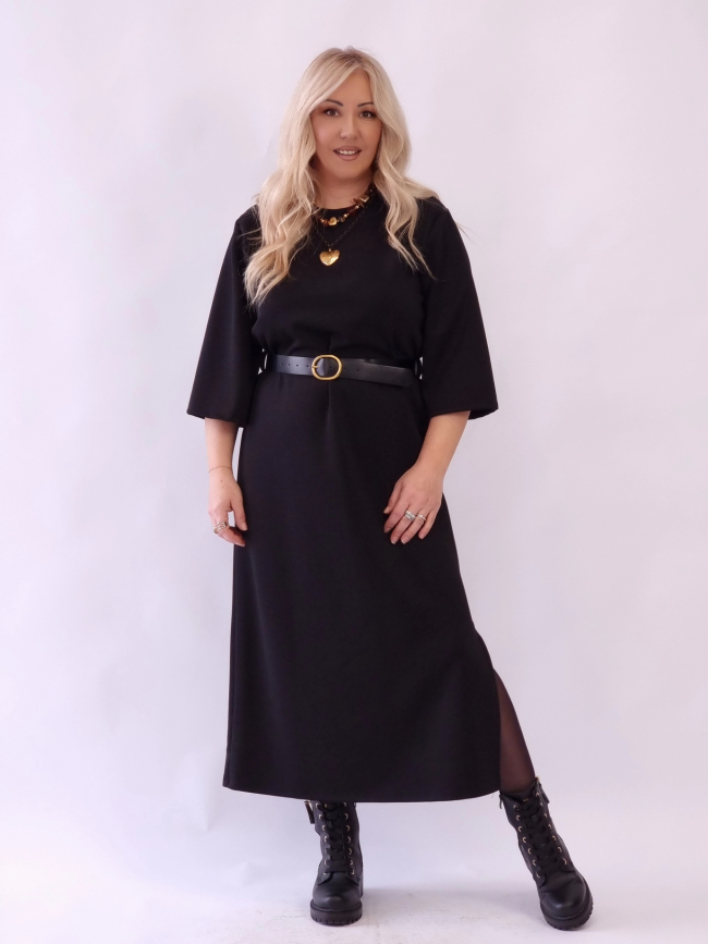 Φόρεμα Ποντοστόφα Με Ζώνη Μαύρο