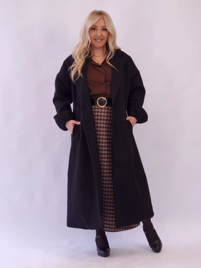 Παλτό Oversized Μακρύ με Κουμπιά - Μπέζ