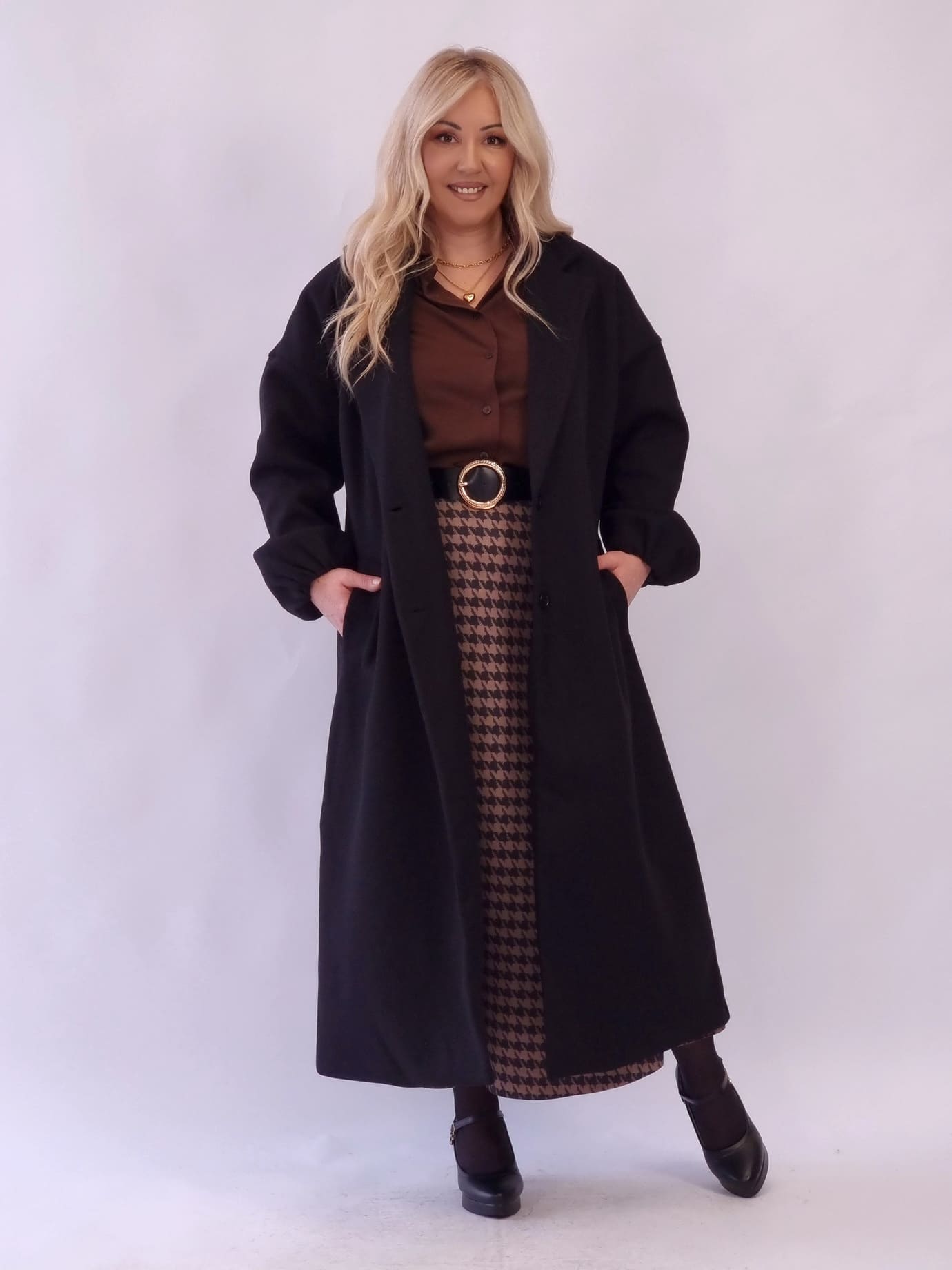 Παλτό Oversized Μακρύ με Κουμπιά - Μπέζ