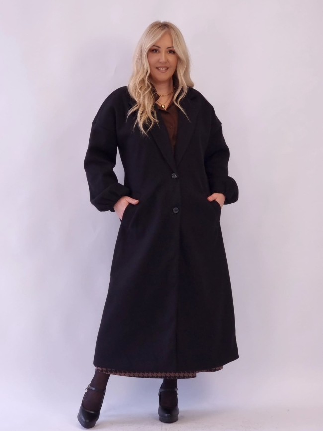 Παλτό Oversized Μακρύ με Κουμπιά - Μπέζ