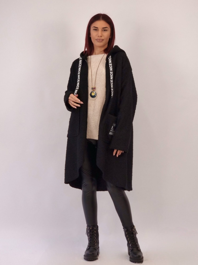 Ζακέτα Μπουκλέ Με Φερμουάρ - Μαύρο