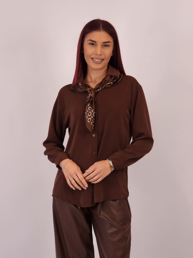 Πουκάμισο Με Φουλάρι - Σοκολά