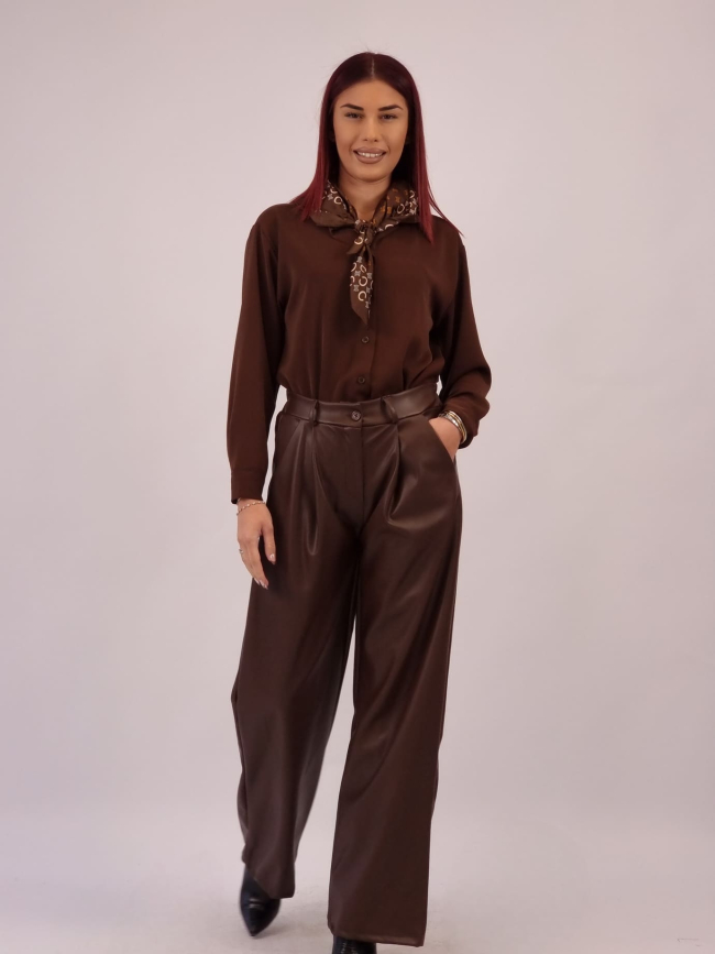 Πουκάμισο Με Φουλάρι - Σοκολά