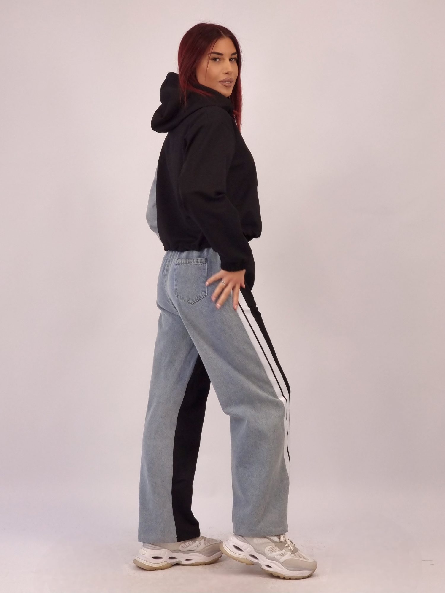 Σετ Μπλούζα Παντελόνι Denim Φούτερ - Μαύρο Σετ Μπλούζα Παντελόνι Denim Φούτερ - Μαύρο