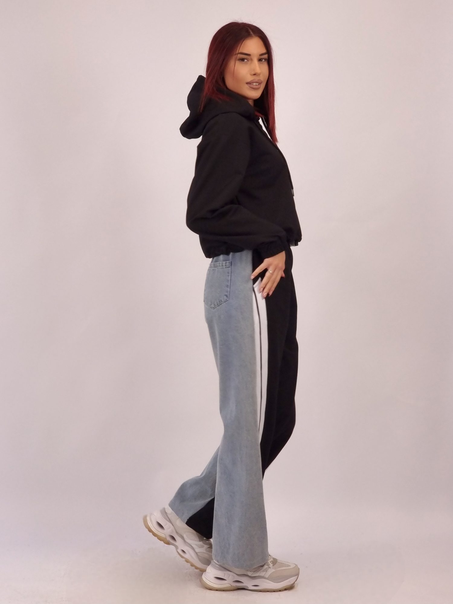 Σετ Μπλούζα Παντελόνι Denim Φούτερ - Μαύρο Σετ Μπλούζα Παντελόνι Denim Φούτερ - Μαύρο