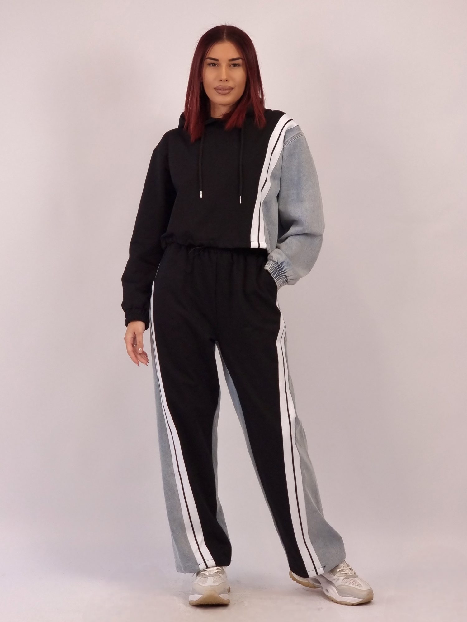 Σετ Μπλούζα Παντελόνι Denim Φούτερ - Μαύρο Σετ Μπλούζα Παντελόνι Denim Φούτερ - Μαύρο