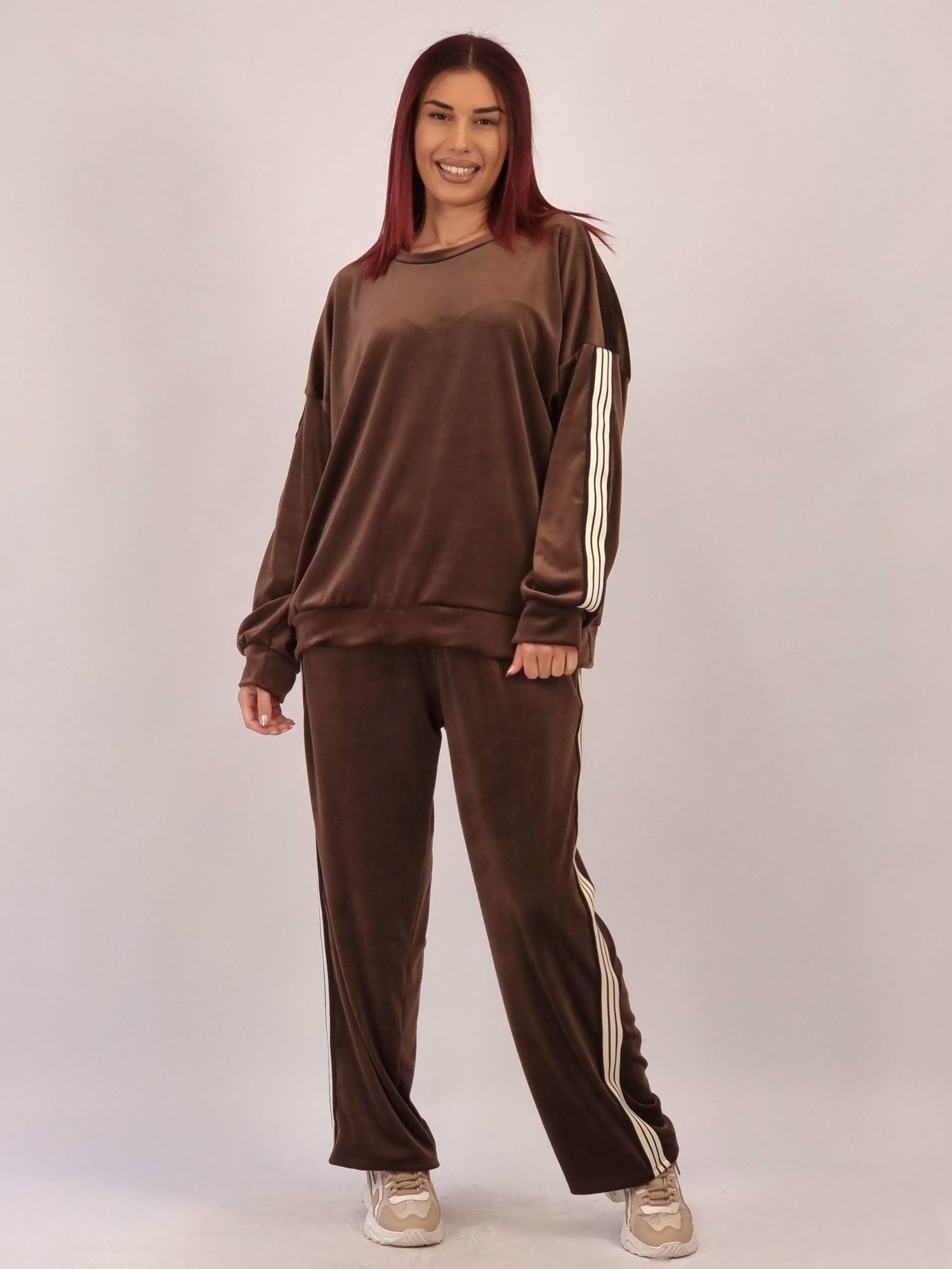 Σετ velvet Με Ρίγες - Κυπαρισσί