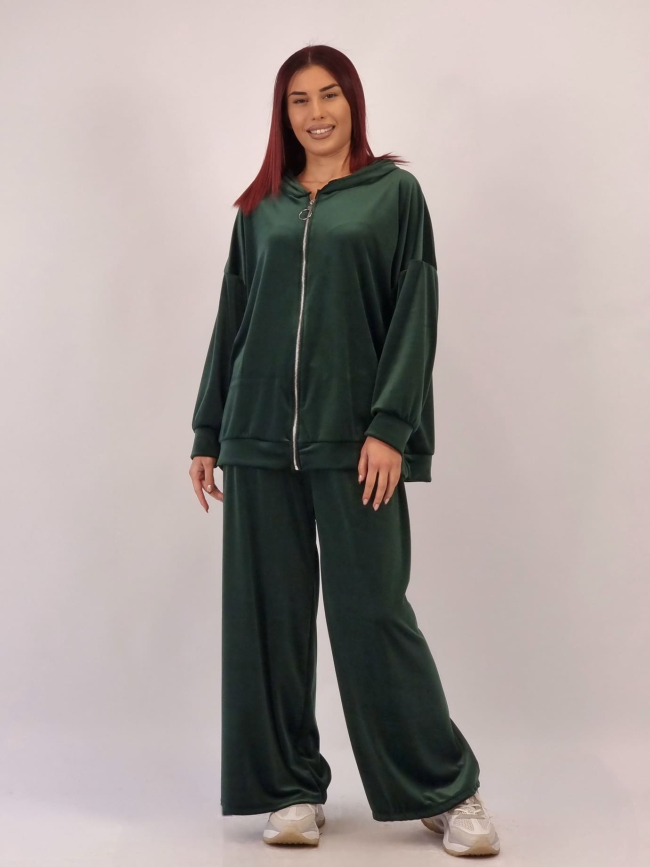 Παντελόνι Velvet Οversized - Κυπαρισσί