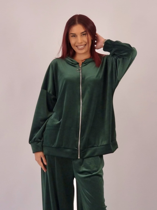 Παντελόνι Velvet Οversized - Κυπαρισσί