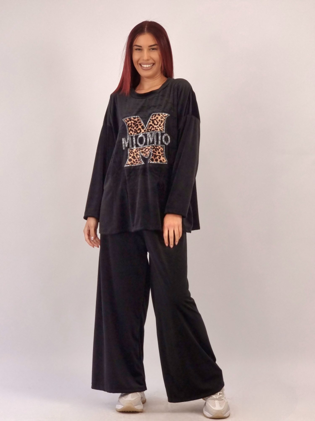 Σετ Velvet Μπλούζα Παντελόνι Μio Μαύρο