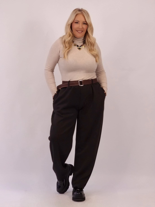 Παντελόνι Oversized με Ζώνη - Μαύρο