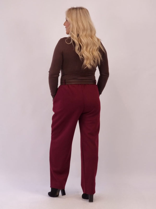 Παντελόνι Oversized με Ζώνη - Μπορντό