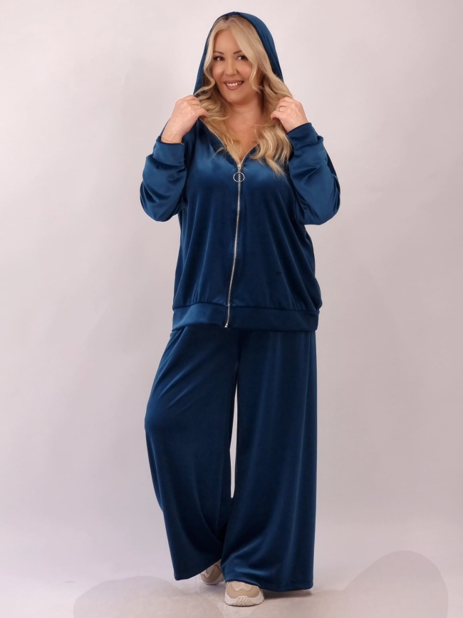 Παντελόνι Velvet Οversized - Πετρόλ