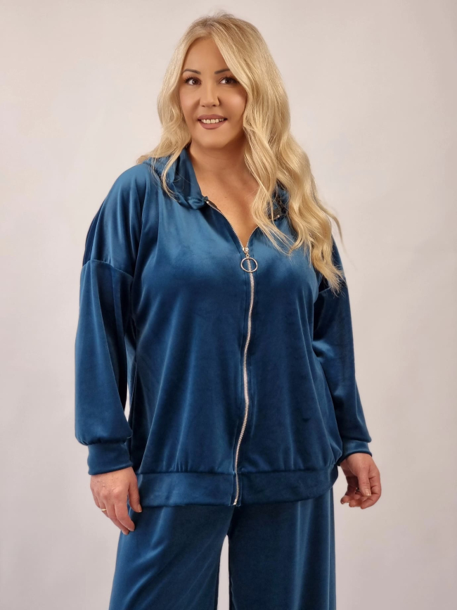 Παντελόνι Velvet Οversized - Πετρόλ