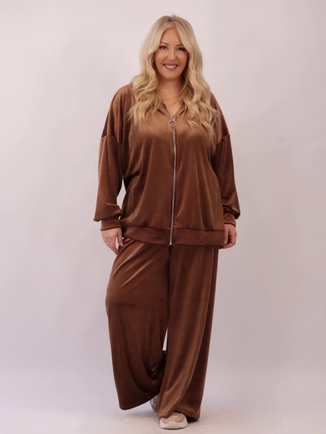 Παντελόνι Velvet Οversized - Ταμπά