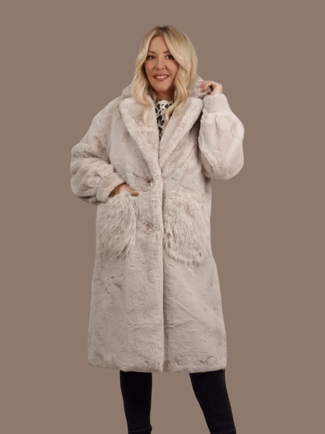 Γούνα με τσέπες-Μπέζ