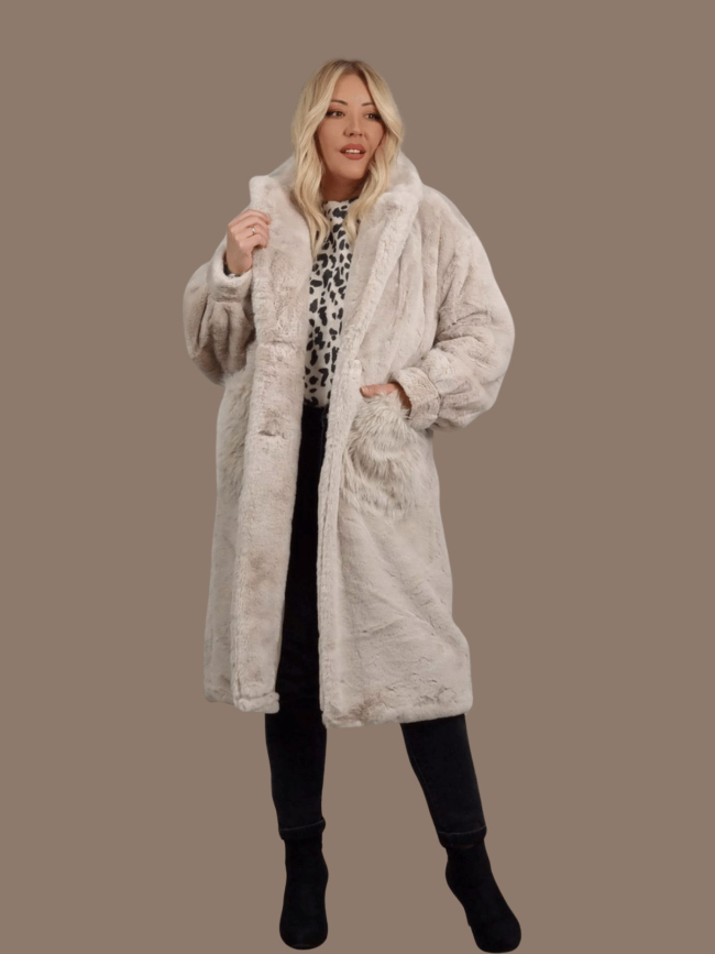 Γούνα με τσέπες-Μπέζ