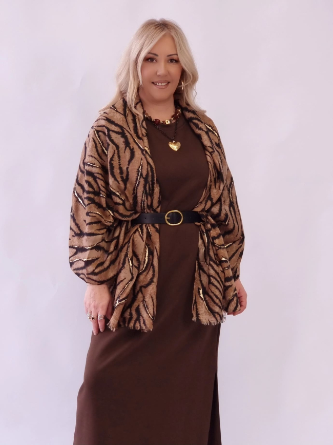 Πασμίνα με κρόσια zevra Εκρού