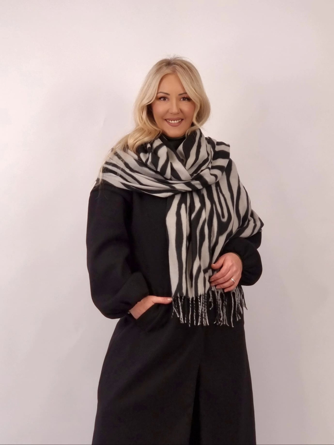 Πασμίνα μίνι κρόσσια γήινα χρώματα