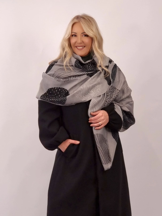 Πασμίνα μίνι κρόσσια γήινα χρώματα