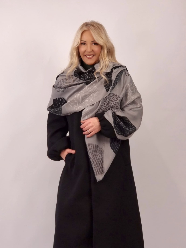 Πασμίνα μίνι κρόσσια γήινα χρώματα