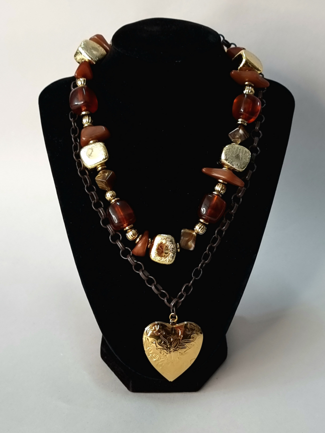 Κολιέ Διπλό Ανοιγόμενη Καρδιά Vintage