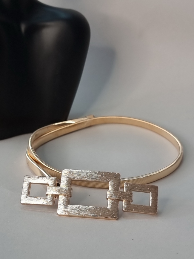 Ζώνη Ελαστική τριπλή αγκράφα -Χρυσό