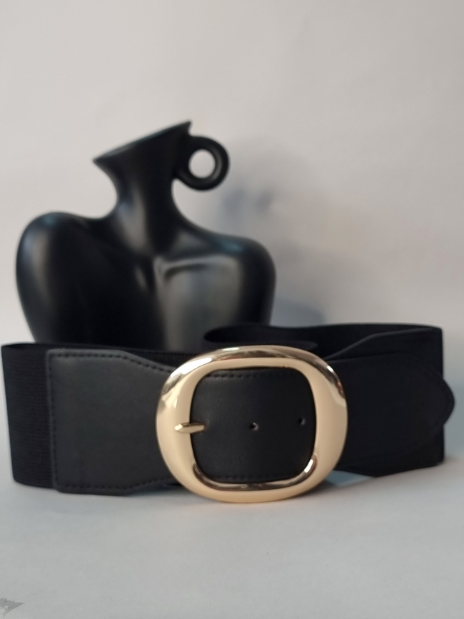 Ζώνη Ελαστική Χρυσή Αγκράφα -Μαύρη