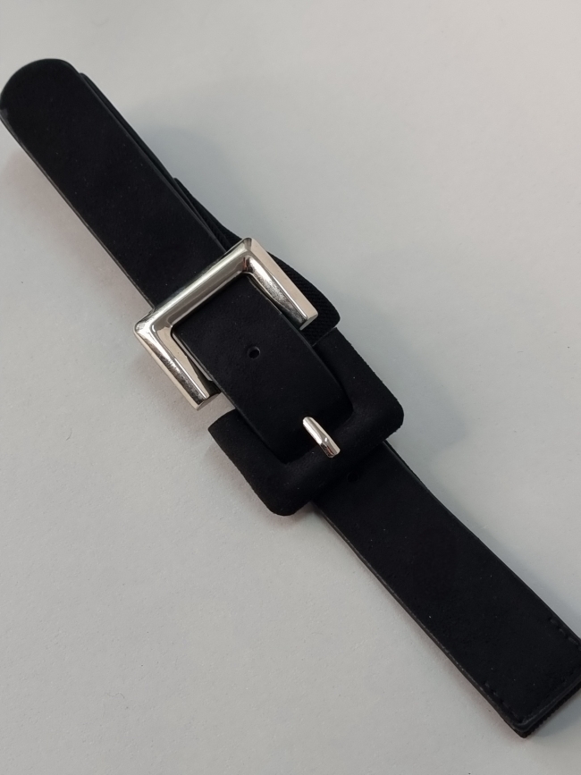 Ζώνη Ελαστική Σουέτ Χρυσή Αγκράφα-Μαύρη