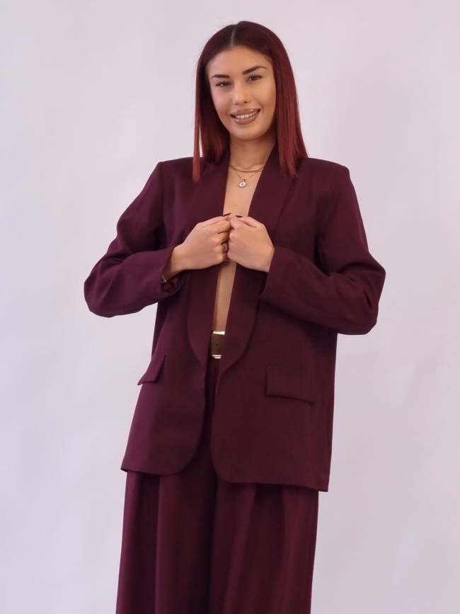 Σακάκι χωρίς Κουμπιά με Βάτες - Βουργουνδί